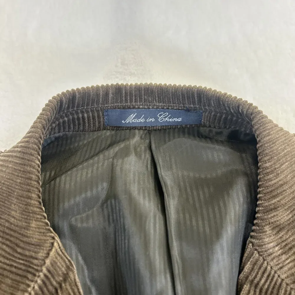 Hunt Valley Wide Whale Corduroy Sport Coat Men's 40R Dark Brown Jacket Blazer